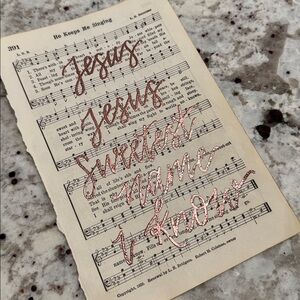 "He Keeps Me Singing" Handmade Embossed Hymnal Page